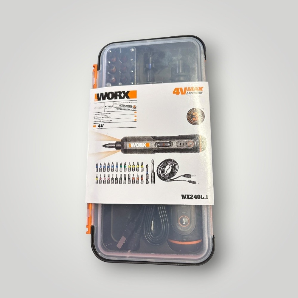 Worx WX240L.1 4V Max Lithium Cordless Electric Screwdriver Kit with Bits Case